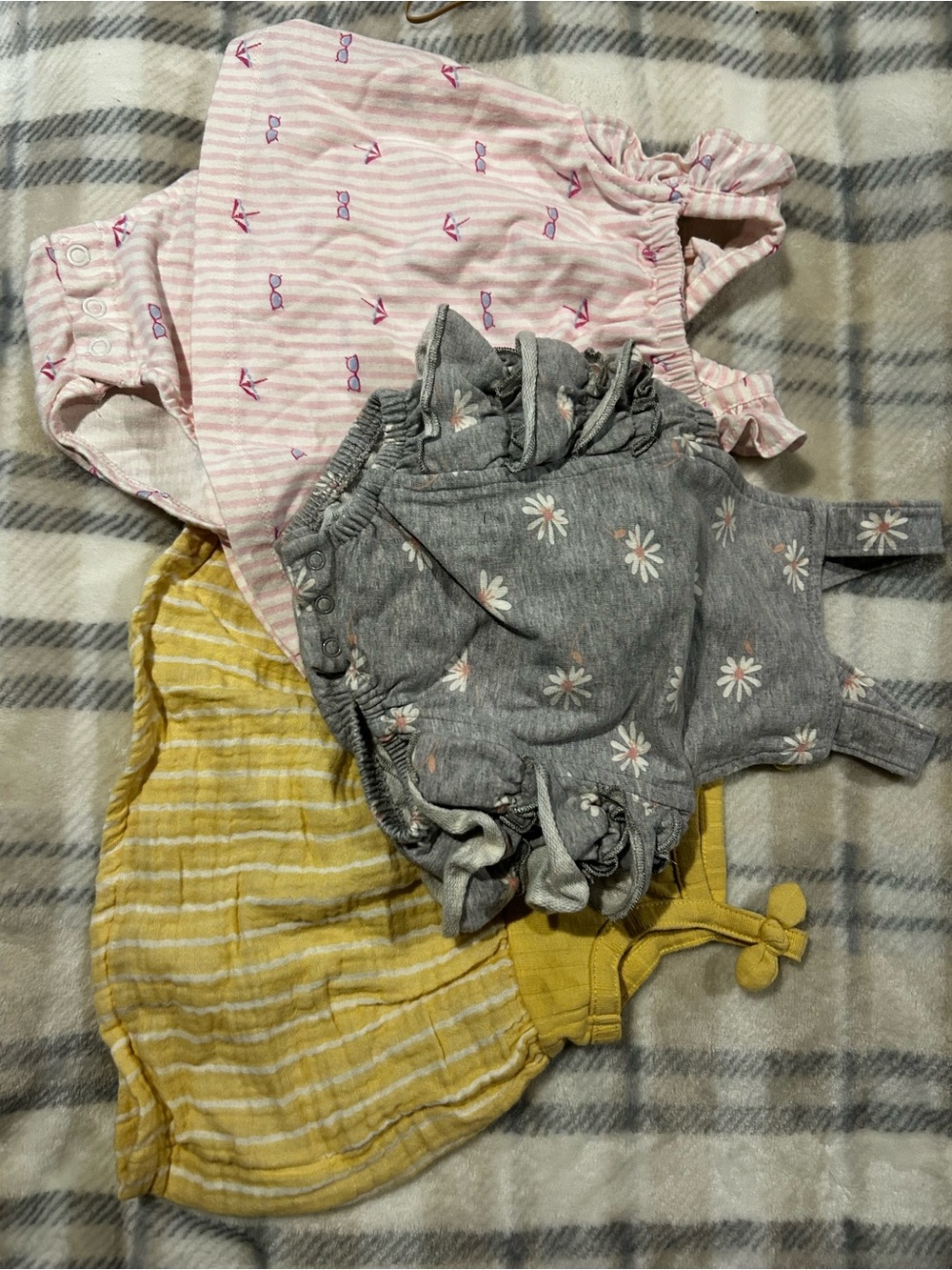 Kids Sleeveless Romper Pack - Pink, Gray, Mustard